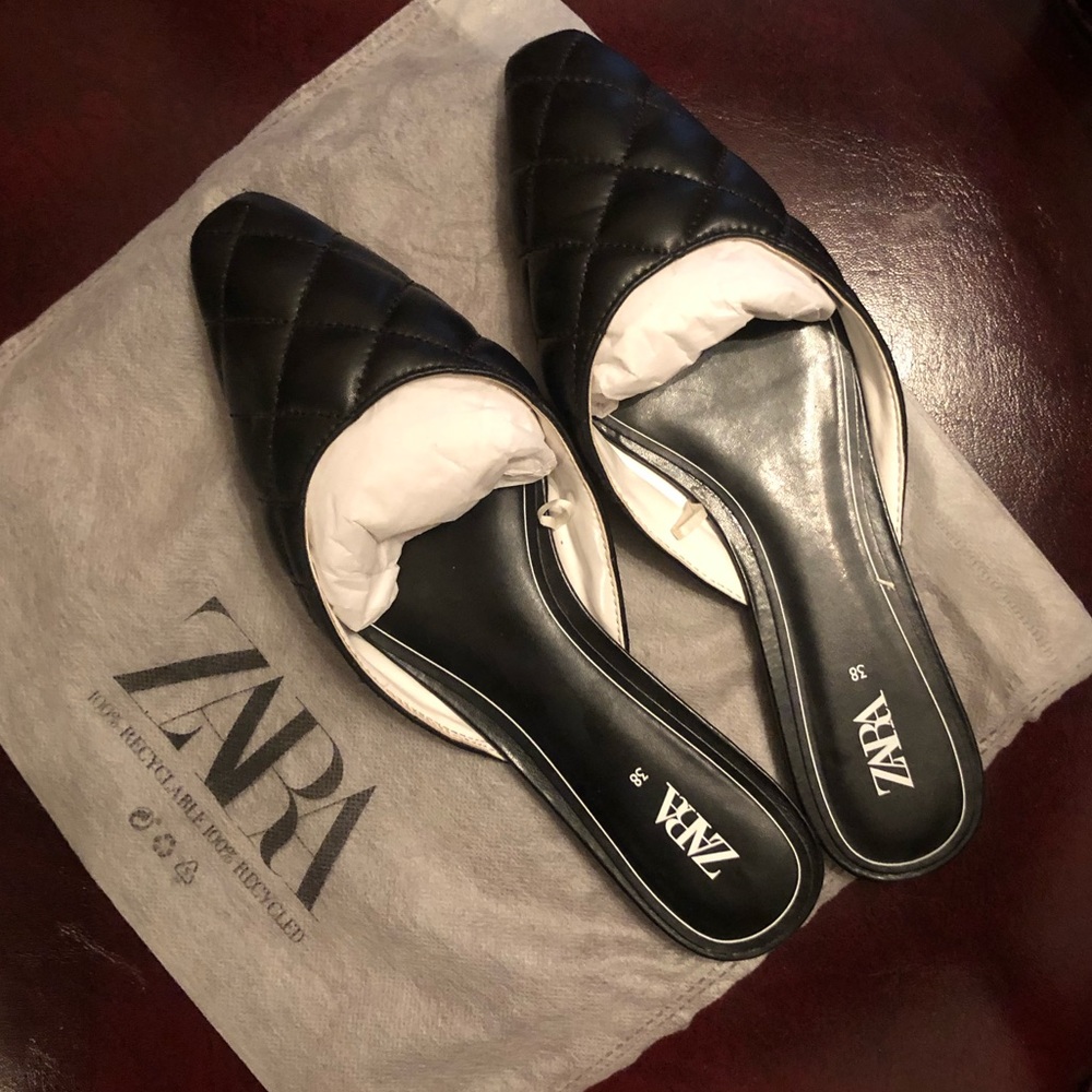 Zara Quilted Flat Mules